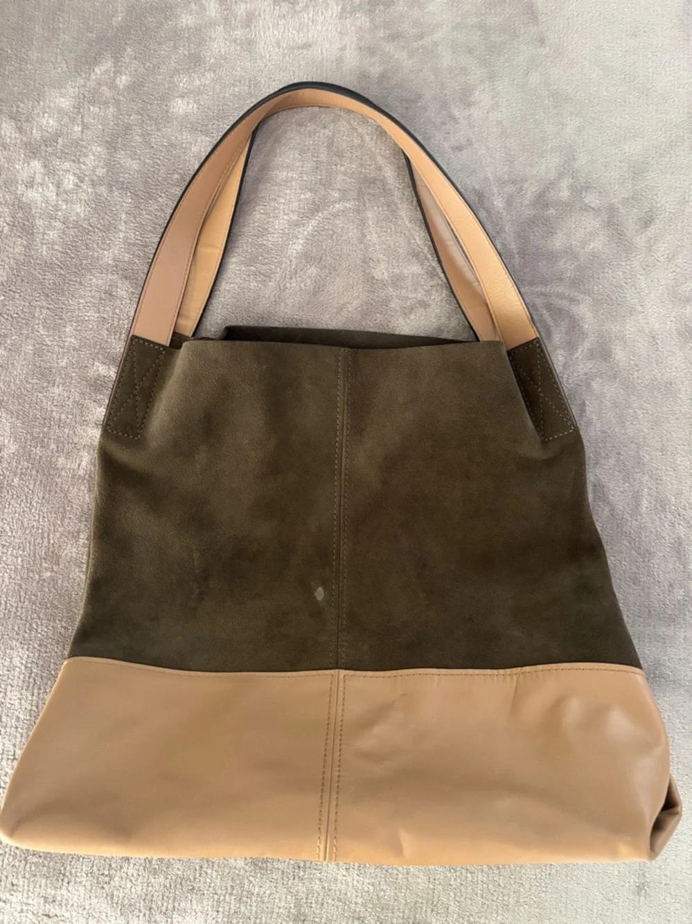 Rag & Bone Passenger Oversized Olive Green‎ and Taupe Suede Large Shoulder Bag